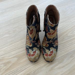 Aquazzura Multicolor Brocade Fabric Ankle Booties Size 38